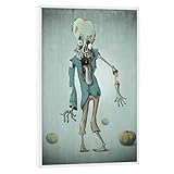 artboxONE Poster mit weißem Rahmen 90x60 cm Comic Funny Zombie - Bild Zombie Blut C