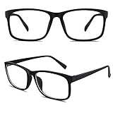 CGID CN12 Brille Extra Schmaler Rahmen! Slim Rechteck Nerd Clear Brille, A Matte Schwarz, 54