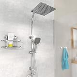 EISL EASY DELUXE Duschset, Duschsystem ohne Armatur 2 in 1 mit großer Edelstahl Regendusche (300 x 300 mm) und Handbrause, Regendusche ohne Armatur ideal zum Nachrüsten, inkl. Duschabzieher DX12011