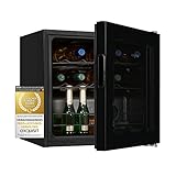 Exquisit Weinkühlschrank WS1-12-GT-030G schwarz | 43 L Nutzinhalt | Weinkühler elektrisch | Chromablagen | Temperatureinstellung | LED Licht | Schw