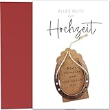 Bear and Bee Hochzeitskarte mit Hufeisen - Grußkarte zur Hochzeit mit Glücksbringer groß