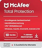 McAfee Total Protection 2024 Amazon Exclusive, 10 Geräte | Antivirus, VPN, Passwort-Manager, Mobil- und Internetsicherheit | PC/Mac/iOS/Android|15-Monats-Abonnement | Aktivierungscode per E-M