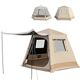 COSTWAY Zelt für 4-6 Personen, Campingzelt mit Vorzelt, großes Tunnelzelt mit eingenähtem Zeltboden, wasserdicht, 2500 mm Wassersäule, UV-Schutz 50+, Familienzelt mit Trag
