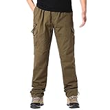 Fahrradhose Herren Wasserdicht Mens Fashion Casual Multi Pocket Zipper Buckle Male Cargo Pants Outdoor Pants Tooling Pants (Yellow, XXXXXL)
