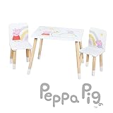 roba Kindersitzgruppe Peppa Pig - 2 Kinderstühle & 1 Tisch für Kinder - Sitzgarnitur mit rosa Zeichentrick Motiv - Holz weiß / natur - ab 18 Monaten…