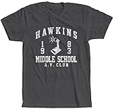 Hawkins Middle School AV Club T-Shirt, Dunkles Erika, L