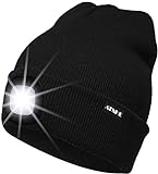 ATNKE LED Beleuchtete Mütze,Wiederaufladbare USB Laufmütze mit Licht Extrem Heller 4 LED Lampe Winter Warme Stirnlampe für Herren und Damen Geschenke/Black