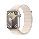 Apple Watch Series 9 (GPS + Cellular, 45 mm) Smartwatch mit Aluminiumgehäuse und Sport Loop Armband in Polarstern. Fitnesstracker, Blutsauerstoff und EKG Apps, Always-On Retina Display, CO₂