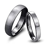 NUNCAD Paar Ringe Eheringe 4mm 6mm breit, Wolfram Ring Herren/Damen grau-schwarz für Hochzeit, Verlobung, Alltag und Hobby, Größe 54.4 (17.3)