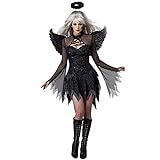 Ulalaza Halloween Frauen Kostüme Schwarze Fledermaus Gefallenen Engel Teufel Vampir Hexe Kleid Erwachsene Cosplay Zubehö