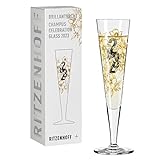 RITZENHOFF 1079013 Champagnerglas 200 ml – Brillantnacht Champagner 2023 – Designerstück mit Echt-Gold – Made in Germany