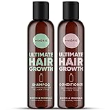MOERIE Shampoo Set 2-teilig - Haarwachstum Shampoo & Conditioner gegen Haarausfall - Natürliches Haarwachstum beschleunigen - Veganes Haarwuchsmittel Frauen & Männer - Mineralien, Biotin & C