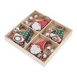 Alipis 12 Stück Teiliges Holzornament Set mit Weihnachtswichteln Hängende für Weihnachtsbaum Festliche Dekoration für Zuhause und Büro für Feiertagsfeiern und W