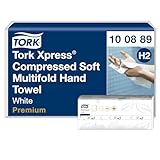 Tork Xpress komprimierte weiche Multifold-Papierhandtücher Weiß H2, Premium, 2‑lagig, Z‑Falz, saugfähig, 12 נ225 Tücher, 100889