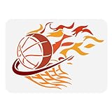 FINGERINSPIRE Basketball Malschablone 21x29.7 cm Wiederverwendbare Flammen Basketball Muster Zeichnungsvorlage Basketballsortiment Themenschablone Zum Malen Auf Holzwänden Stoffmöb