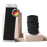 B HAIR | 50 Haargummis | Schwarz, elastisch, metallfrei | für Frauen (Damen), Männer (Herren), Mädchen und Jungen | Haarband für alle Haare und Zopfarten | 4 mm dick | 4,5 cm D