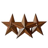 CVHOMEDECO. Country Rustic Antique Vintage Gifts Rusty/Black Metal Barn Star Wand-/Türdekor, 30,5 cm, 3er S