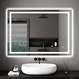 Dripex Badezimmerspiegel Wandspiegel LED Badspiegel mit Beleuchtung mit Touch-Schalter Beschlagfrei Kaltweiß 6400K Energiesparend Lichtspiegel 50x70