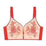 ALDOLA BH Damen ohne bügel große größen Rot Dirndl BH Damen BH-Sexy BH Ohne Bügel Spitze Bauchfrei Crop Tops Bralette für Damen(Größe:95D)