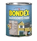 Bondex Dauerschutz Farbe Basaltgrau 0,75 L | Hervorragende Farbstabilität | Wetter- und UV-Schutz - bis zu 12 Jahre | Dauerschutzfarbe | Holzfarb