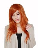Prettyland Damen lang-Haare Perücke Kupfer-Rot Orange 60cm Gestuft Cosplay Nami Wig C631