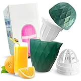 LURNODY Zitronenpresse, Saftpresse Manuell, Zitruspresse in Zitronenform, Integrierter Messbecher Und Reibe, Geeignet für Wassermelone, Weintrauben, Melone, Orange Und Andere Früchte (Grün)