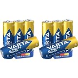 VARTA Batterien AA, 4 Stück, Longlife Power, Alkaline, 1,5V, ideal für Spielzeug, Funkmaus, Taschenlampen, Made in Germany (Packung mit 2)