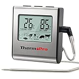 ThermoPro TP16 Digitales Bratenthermometer Ofenthermometer Fleischthermometer Grillthermometer Küchen Thermometer mit Timer für BBQ, Grill, Smok