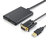 CSL - VGA zu HDMI Adapter 1080p Full HD, Konverter, männlich zu weiblich für Computer, Desktop, Laptop, PC, Monitor, Projek