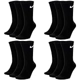 Nike 6 Paar Everyday Lightweight Crew SX7676 Tennis Socke weiß schwarz grau, Farbe:Schwarz, Größe:38-42