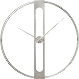 Kare Design Wanduhr Clip, Silber, Durchmesser 60cm, Stahl, Industrial-Design, Uhr, keine B
