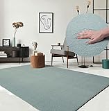 the carpet Relax Moderner Flauschiger Kurzflor Teppich, Anti-Rutsch Unterseite, Waschbar bis 30 Grad, Super Soft, Felloptik, Blau, 240 x 340