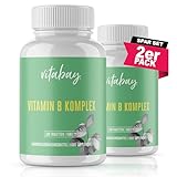 Vitabay Vitamin B Komplex Hochdosiert - 360 VEGANE Vitamin B Tabletten (2er Set) - B Vitamine Natürlich - (Vitamin B12 Vitamin B6 Vitamin B2 B5 Vitamin B 1 B9 Vitamin B7) - Vit B Komplex V
