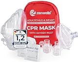 CPR Beatmungsmaske Erste Hilfe Set für Erwachsene/Kinder und Säuglinge - Pocket Maske in Soft Case (rot) mit Eigenventil und S