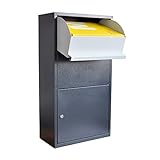 Haussmann Paketbriefkasten, Paketbox, Paletkasten, Briefkasten, Postbox, XXL Briefkasten, Kontaktlose Zustellung für Pakete, Briefe, etc, mit Zylinderschloss, 4 Schlüssel, Sicherheitsklapp