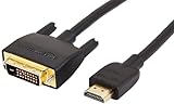 Amazon Basics HDMI A -zu-DVI-Adapterkabel, 1.8 m, Nicht für den Anschluss an SCART- oder VGA-Anschlüsse, Schw