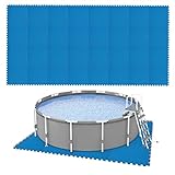 Trintion 8 m² Unterlegmatte 0.5 cm Dicke Poolmatte 32er Set Blau 50 x 50 cm Poolunterlage Bodenfliesen Pool Whirlpool Erweiterbares Stecksy