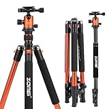 Zomei Q555 Kamerastativ, faltbar, leicht, Aluminium, Reisestativ mit 360-Grad-Kugelkopf für Vlog, Nikon, Canon, Sony, alle DSLR- und Digitalkameras, Ferngläser, Laser-Teleskop, Orang