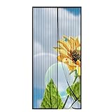 Insektenschutz Tür Vorhang 115×255cm Insektenschutz Rollo selbstklebend, Insektenschutz Magnetischer Fliegenvorhang für Balkontür, Wohnzimmer, Schw