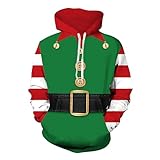 Hoodie Herren Pullover Lustige 3D Weihnachten Pullover Merry Christmas Weihnachtspullover Weihnachtsmann Langarm Sweatshirt für Jungen Winter Hoodie Sweatshirt Xmas Pulli AG XXL
