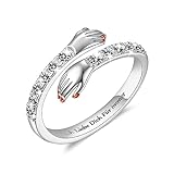 925 Sterling Silber Umarmungsringe für Frauen, Verstellbar Zirkonia Umarmende Hände Öffnen Ring Verlobungsring Damen Eheringe Ring