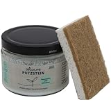 oecolife Putzstein im Glas inkl. Schwamm, Universal-Stein, Reinigungsstein, Polierstein, Allzweckreiniger, Universalreiniger, biologisch abbaubar, Herdplatten, Grill, Ofen, Fenster & Sneak