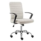 Büro-Schreibtisch Stuhl, hohe zurück Ergonomische Aufgabe Drehstuhl Executive Computer Stuhl für Wohnzimmer Schlafzimmer, 440-Pfund Kapazität (Beige)