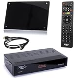 netshop 25 Set: Xoro HRT 8730 KIT DVB-T2 Receiver (6 Monate FREENET TV) + aktive DVBT-2 Antenne + HDMI Kabel, HDTV, PVR Ready, USB Mediaplayer, schw