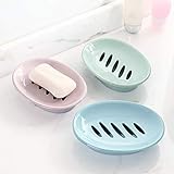 Atfung Seifenschale aus Kunststoff, 3er-Set Seifenhalter Plastik, Double Layer Draining Soap Box (Mischen)