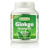 Ginkgo Biloba, 400 mg reiner Blattextrakt, extra hochdosiert (25% Flavone), 120 Kapseln - OHNE künstliche Zusätze. Ohne Gentechnik. Veg