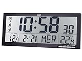 Trevi OM 3530 RC Funk-Wanduhr mit großem Display und kabellosem Außensensor, Thermometer und mehrsprachig