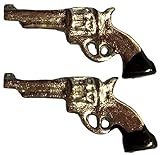 Melody Jane Metall Pistolen Waffen Western 1:12 Maßstab - 2er-Set - Länge jeder Pistole ca. 23 mm = 29/32 Zoll - Dollhouse Zubehör - Erw