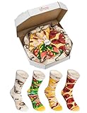 Rainbow Socks - Pizza Socks Box - Damen Herren Pizza Socken Box Mix Italienische Hawaii Pepperoni - 4 Paar - Größen 47-50
