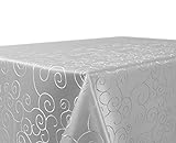 BEAUTEX Tischdecke Damast Ornamente - Bügelfreies Tischtuch - Fleckabweisende, Pflegeleichte Tischwäsche - Tafeltuch, Eckig 110x180 cm, Hellg